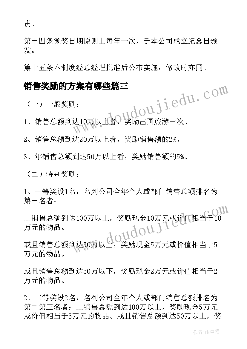 2023年销售奖励的方案有哪些(实用5篇)