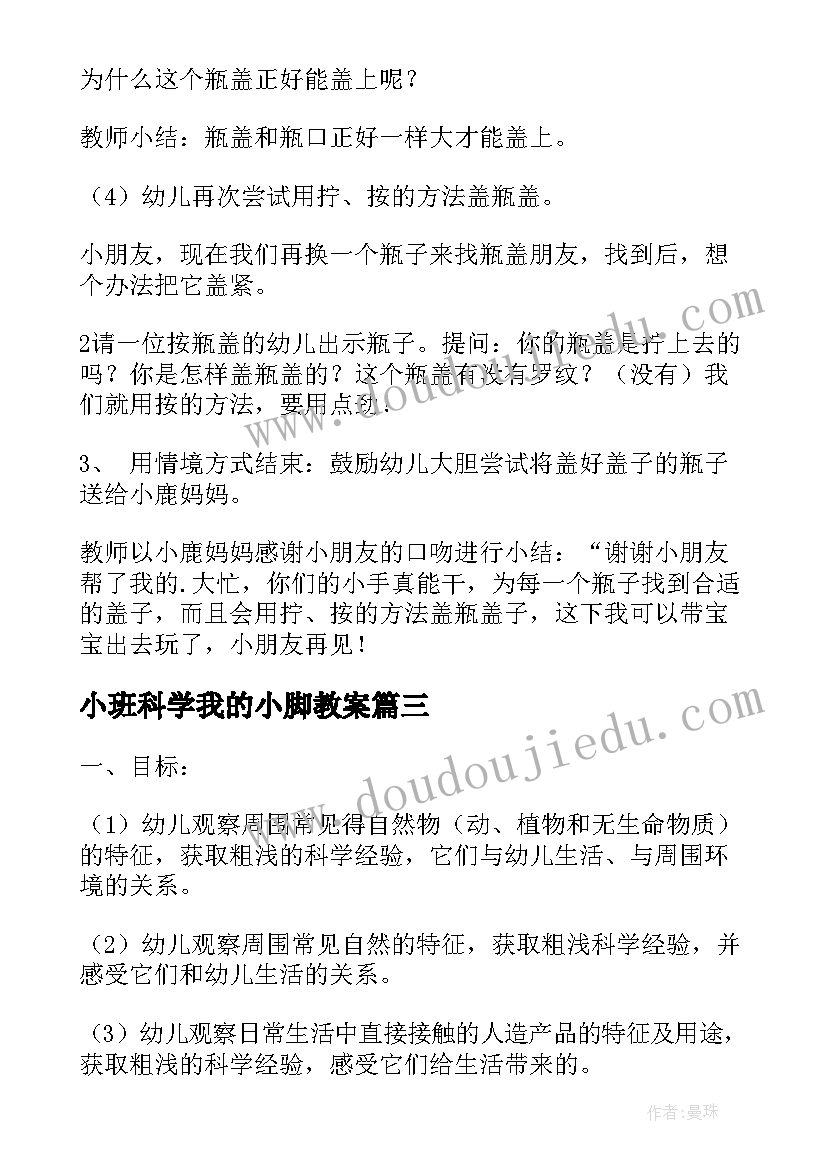 最新小班科学我的小脚教案(模板6篇)