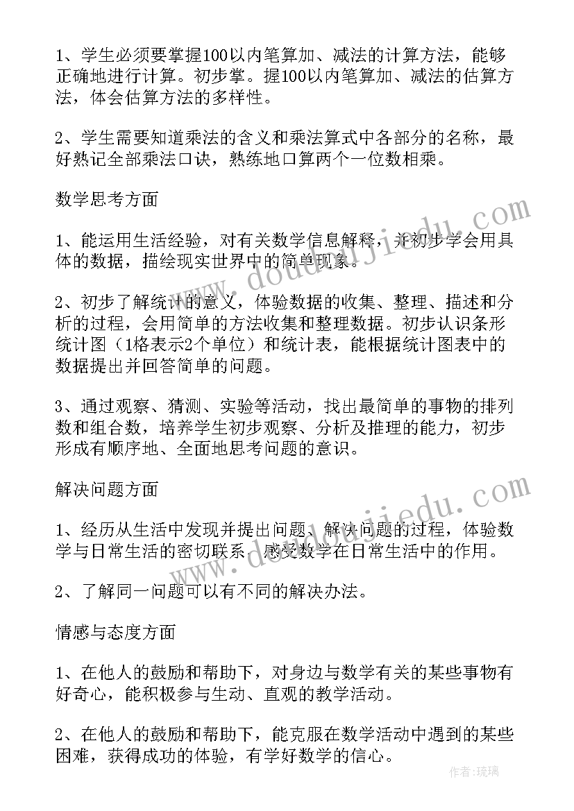 2023年冀教版小学二年级数学教学计划(大全8篇)