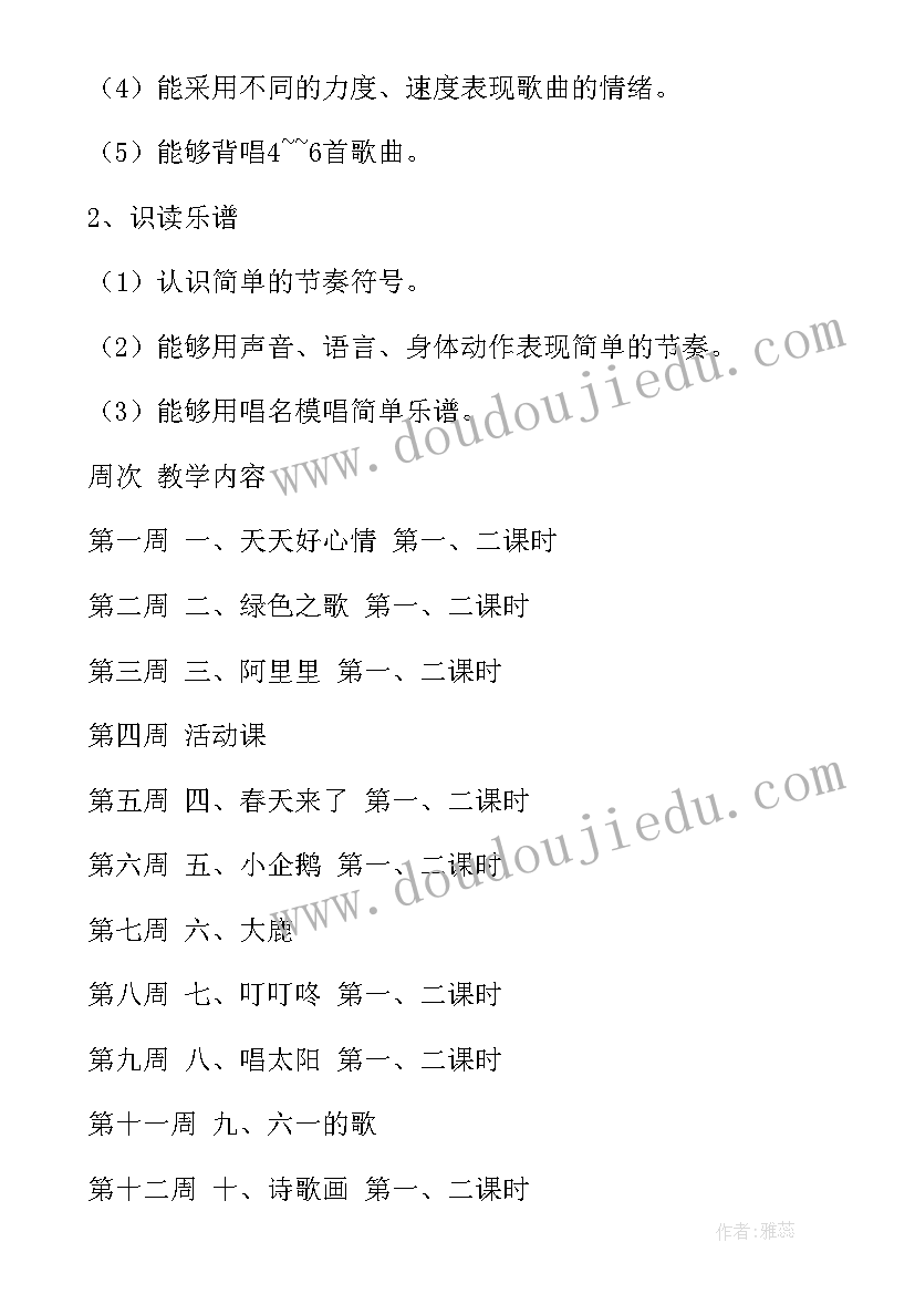 问声好儿歌 二年级音乐教学计划(优秀8篇)