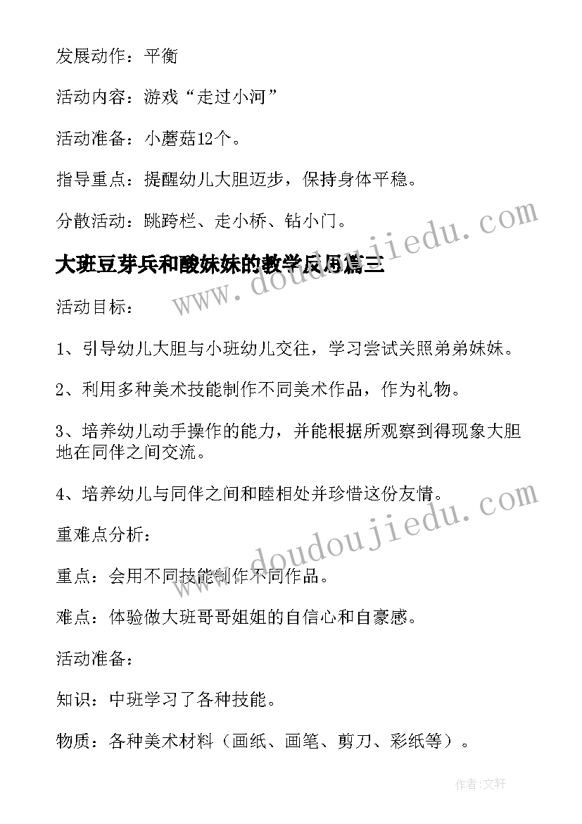 最新大班豆芽兵和酸妹妹的教学反思(精选5篇)