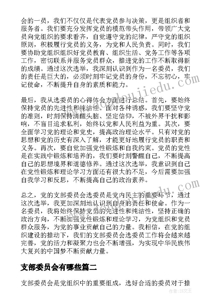 支部委员会有哪些 支部委员会选委员心得体会(优质5篇)