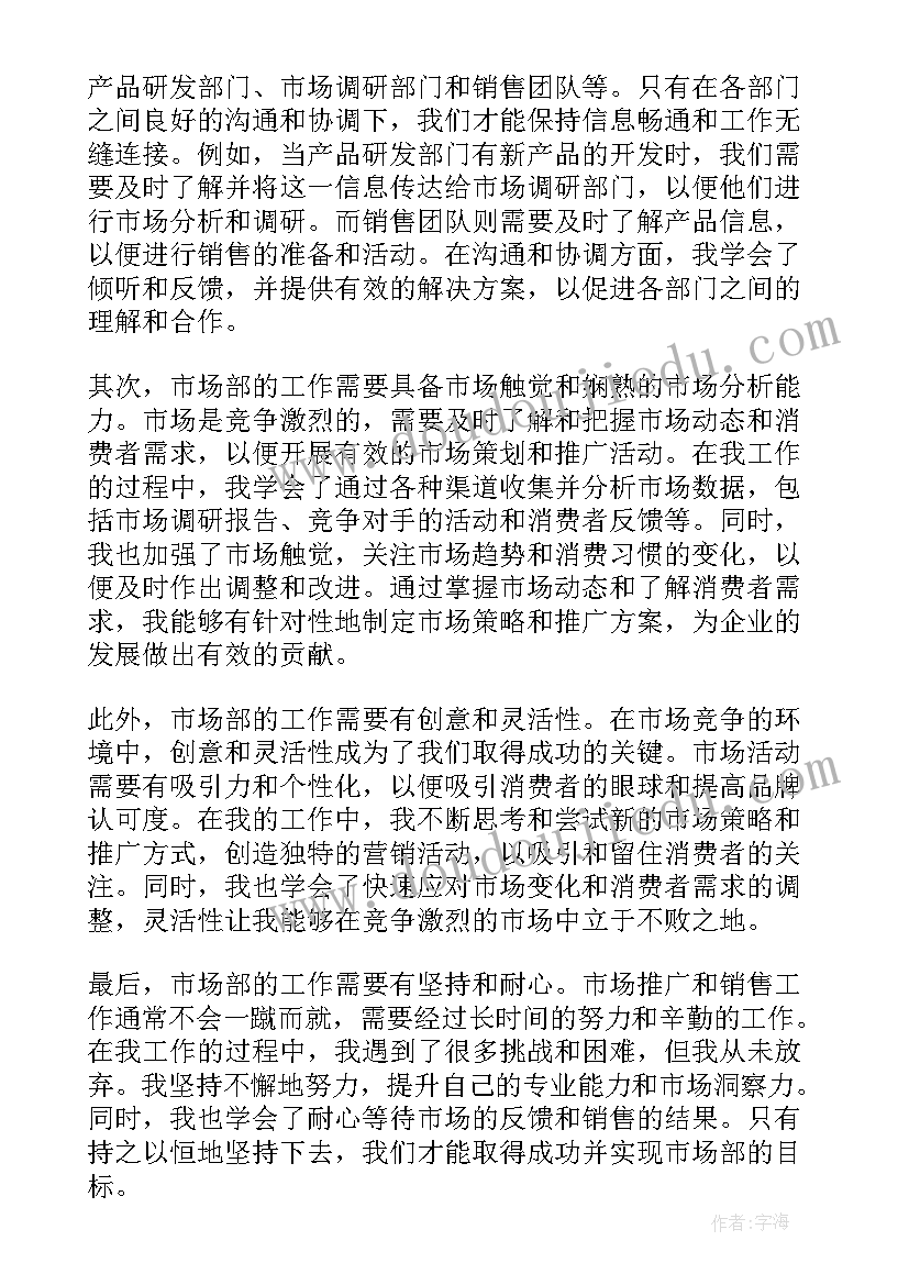 2023年市场监督管理局谈话 市场部的工作心得体会(模板7篇)