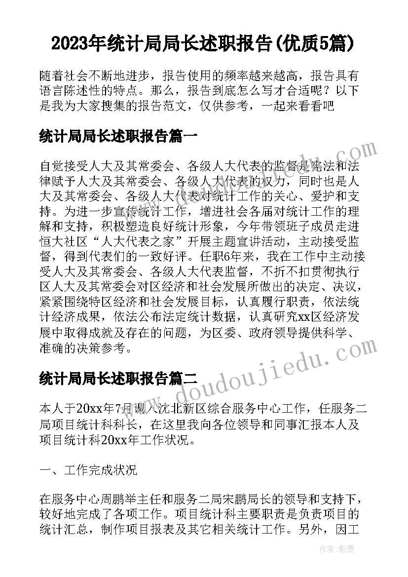 2023年统计局局长述职报告(优质5篇)