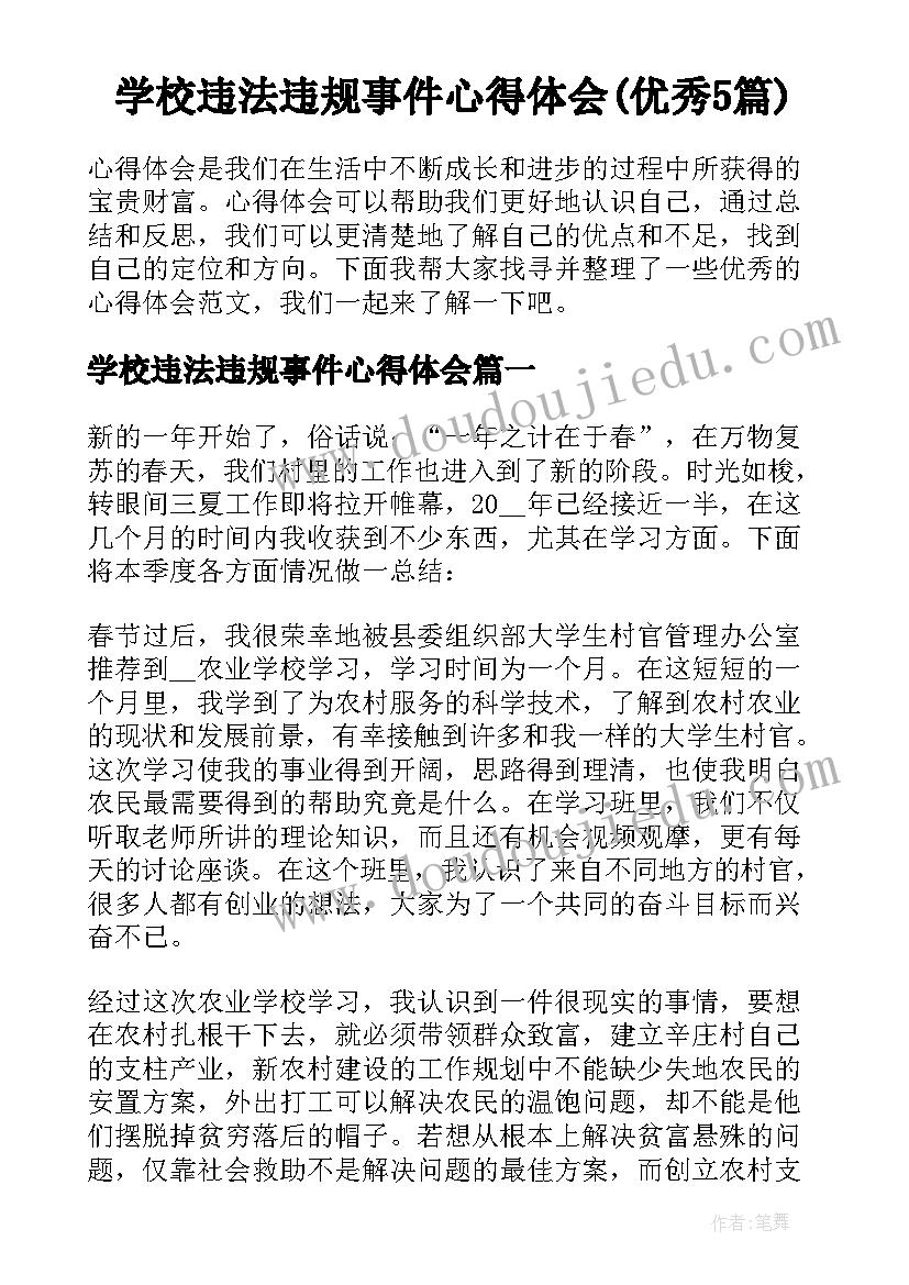 学校违法违规事件心得体会(优秀5篇)