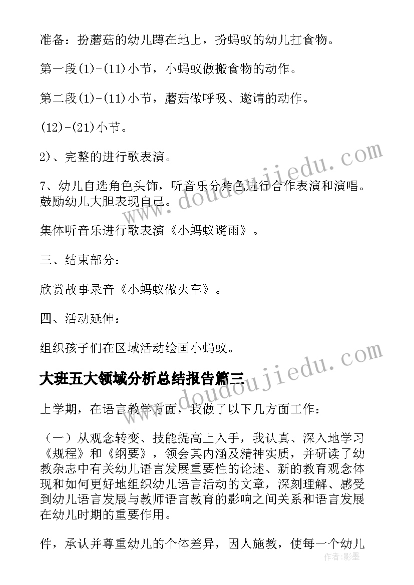 2023年大班五大领域分析总结报告(大全5篇)