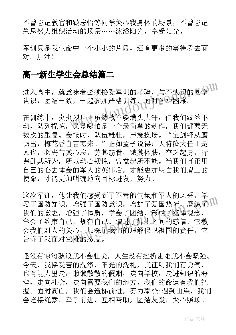 最新高一新生学生会总结(优质5篇)