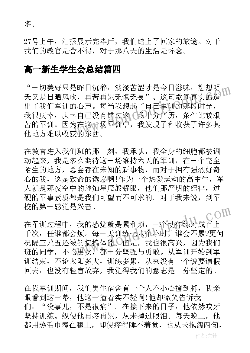 最新高一新生学生会总结(优质5篇)