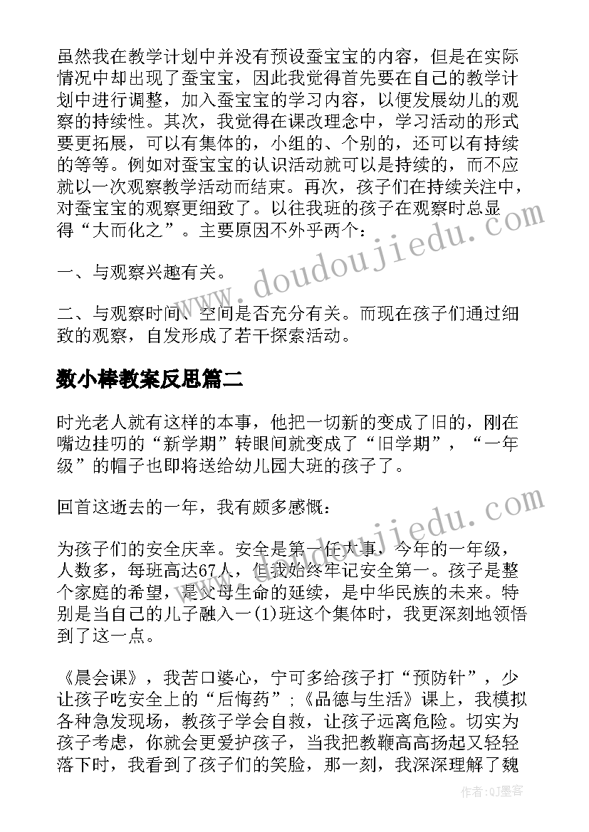 2023年数小棒教案反思 幼儿园教学反思(实用10篇)