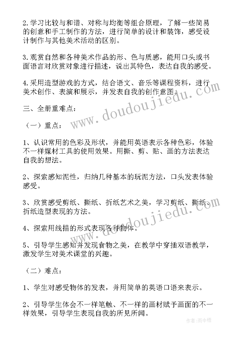 小学一年级美术教学计划免费(汇总6篇)