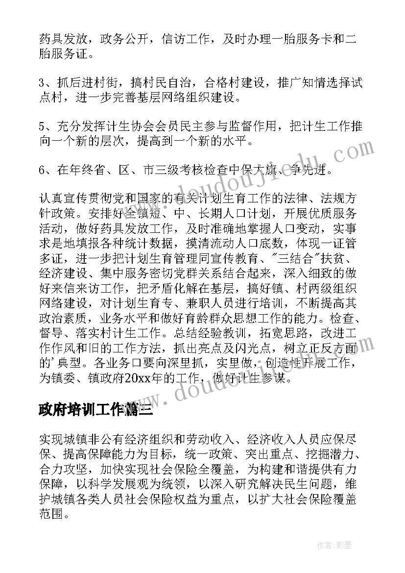 2023年政府培训工作 政府工作计划(通用5篇)