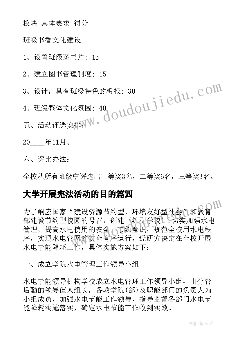 最新大学开展宪法活动的目的 开展读书活动方案(优质5篇)