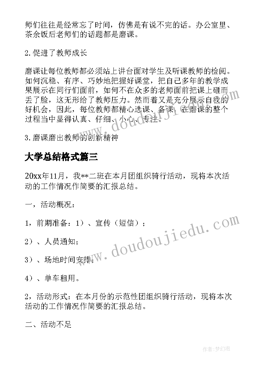 2023年大学总结格式(优秀5篇)