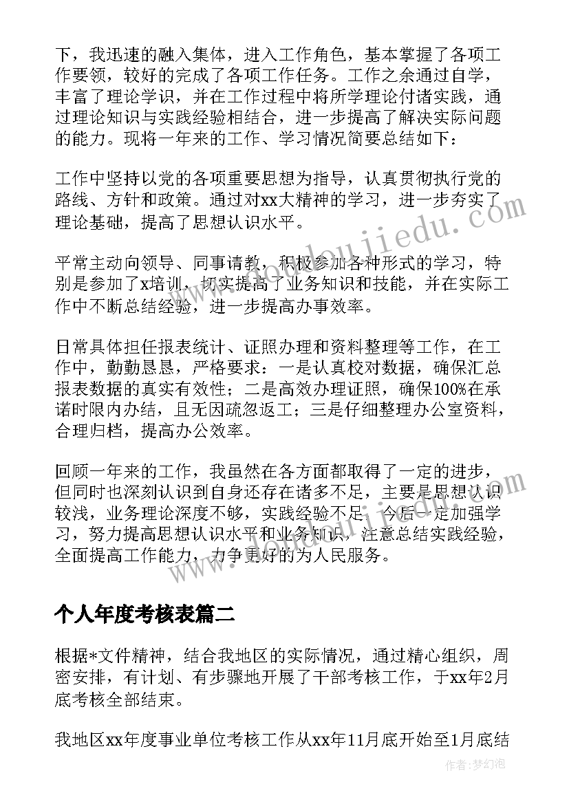 最新个人年度考核表 事业单位年度考核表个人总结(优质10篇)