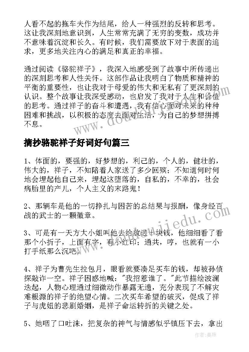 2023年摘抄骆驼祥子好词好句(汇总5篇)