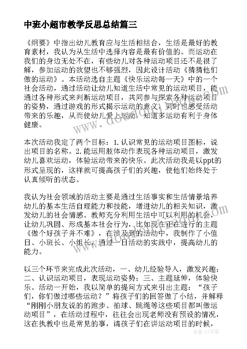 2023年中班小超市教学反思总结(实用10篇)