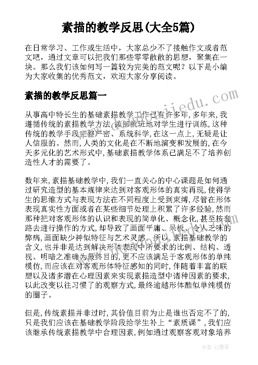 素描的教学反思(大全5篇)