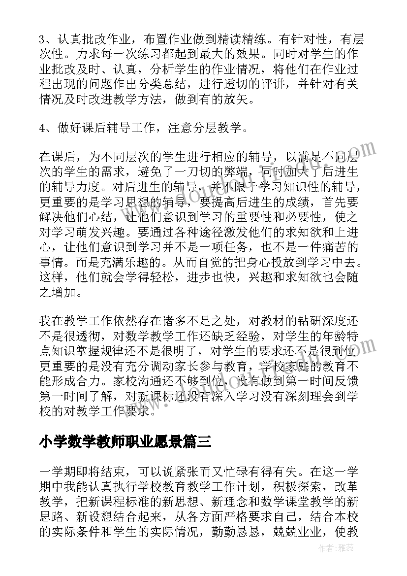 最新小学数学教师职业愿景 数学教师个人述职报告(模板8篇)