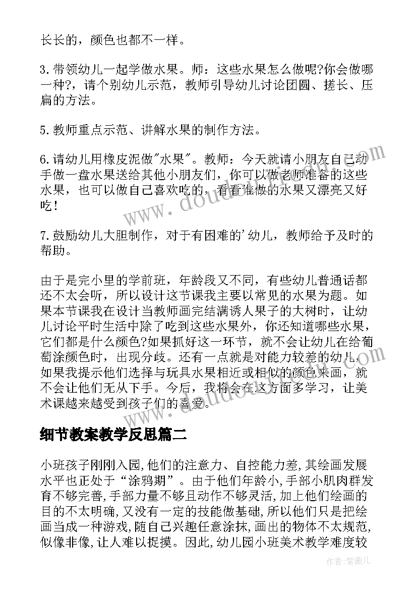 2023年细节教案教学反思(优秀6篇)