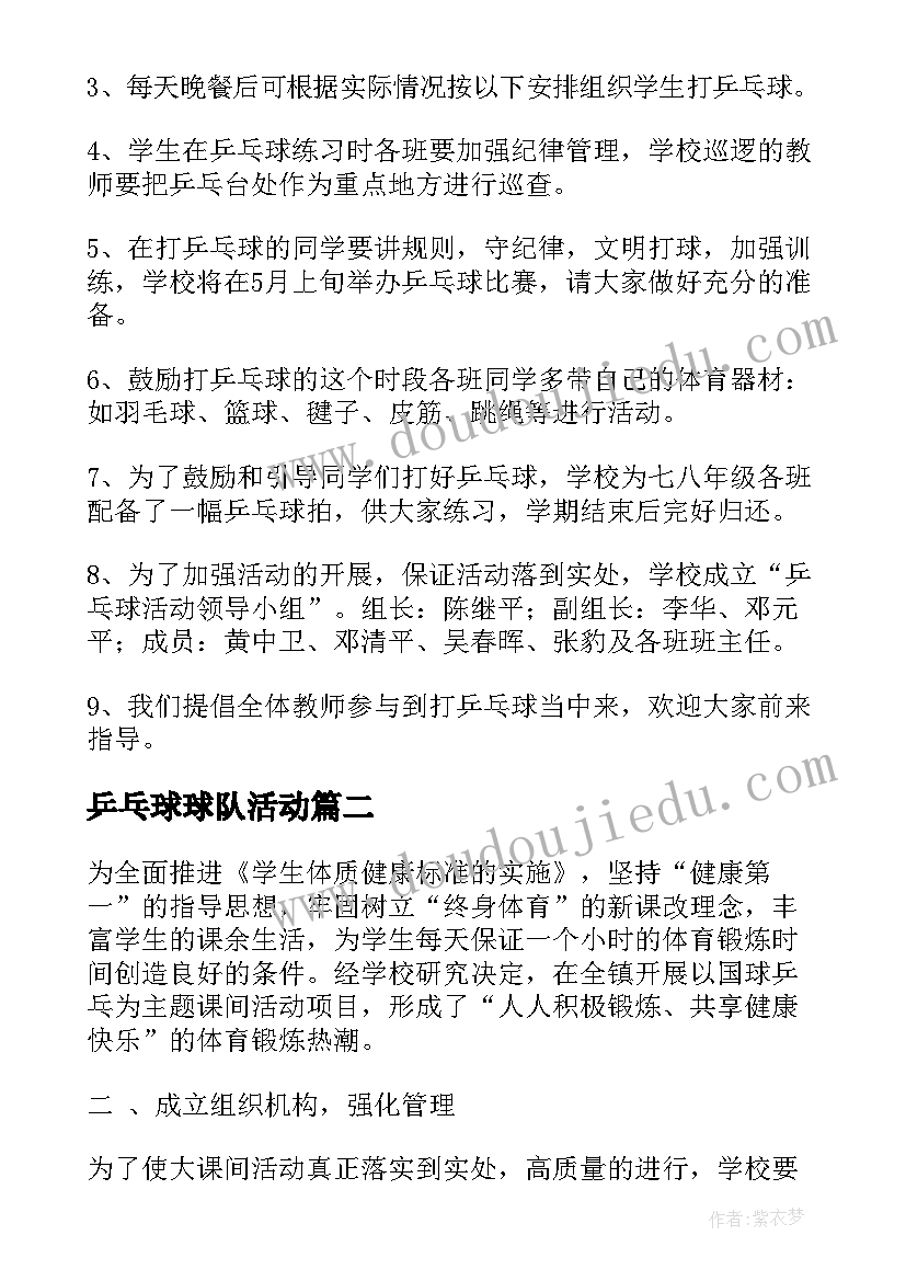 2023年乒乓球球队活动 趣味乒乓球活动方案乒乓球活动方案(汇总5篇)