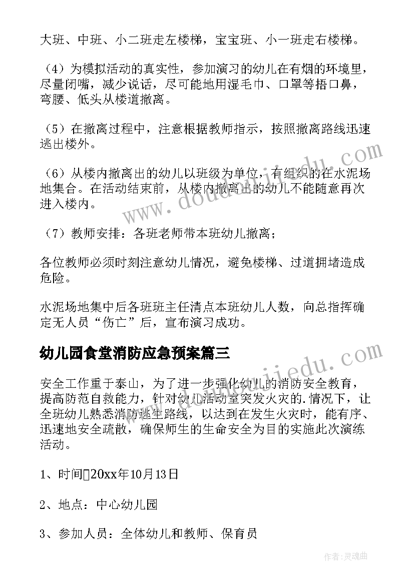 2023年幼儿园食堂消防应急预案 幼儿园消防演练方案(优质9篇)