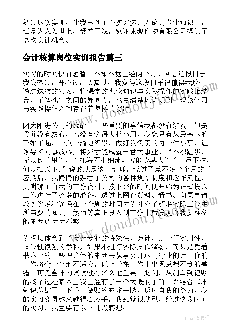 2023年会计核算岗位实训报告(优秀5篇)