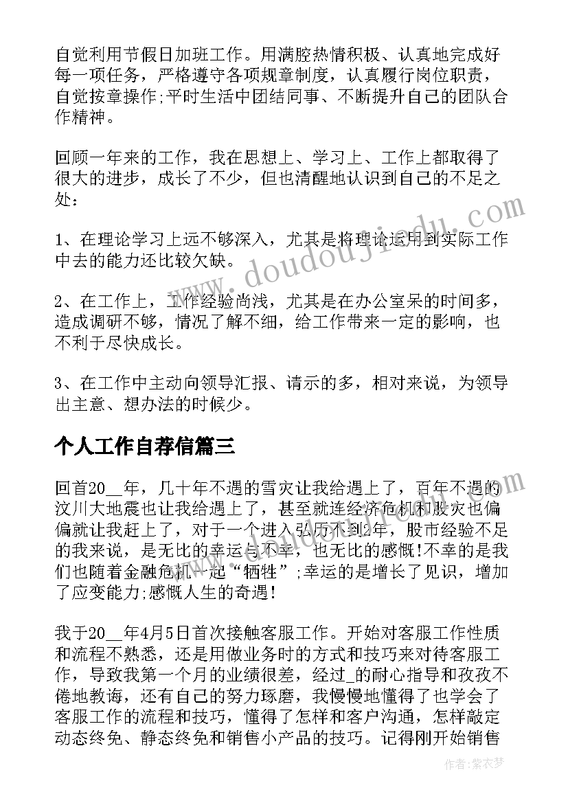 2023年个人工作自荐信 个人工作总结报告格式(实用8篇)