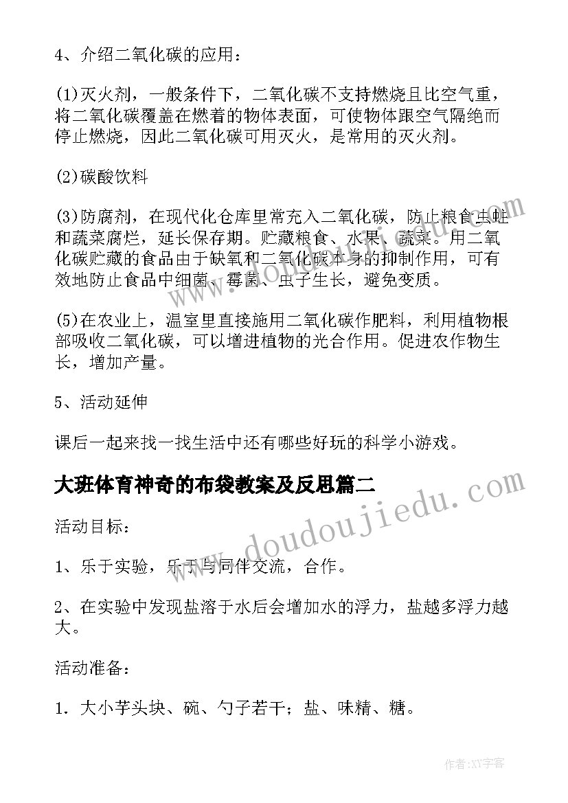 最新大班体育神奇的布袋教案及反思(汇总9篇)