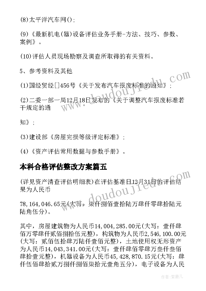 最新本科合格评估整改方案(实用5篇)