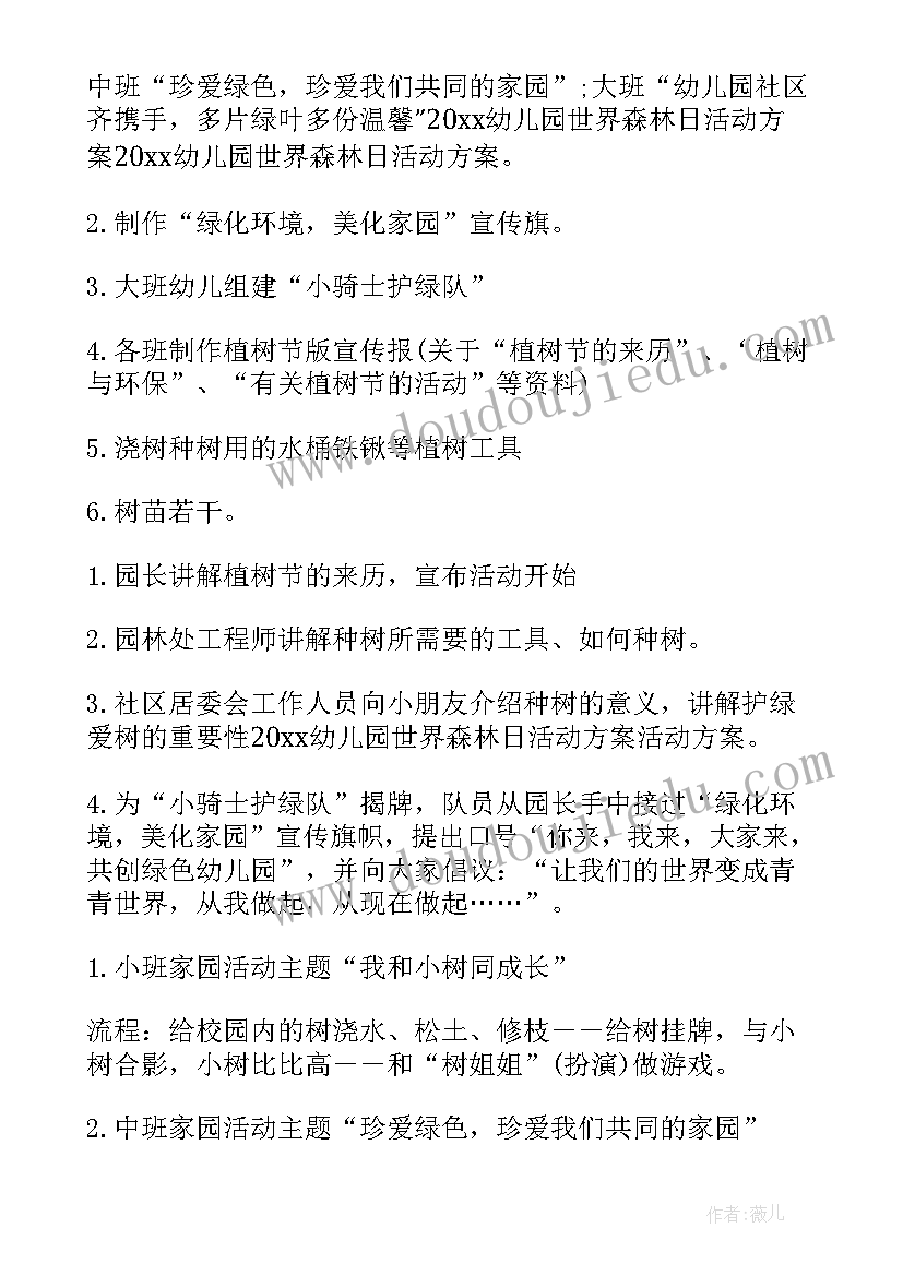 世界森林日活动方案小班艺术艺术 世界森林日活动方案(实用5篇)