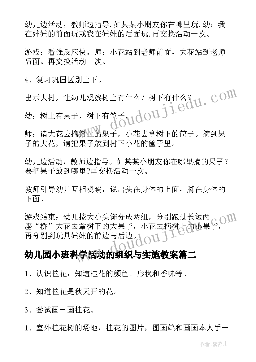 幼儿园小班科学活动的组织与实施教案 幼儿园小班科学活动教案(实用5篇)