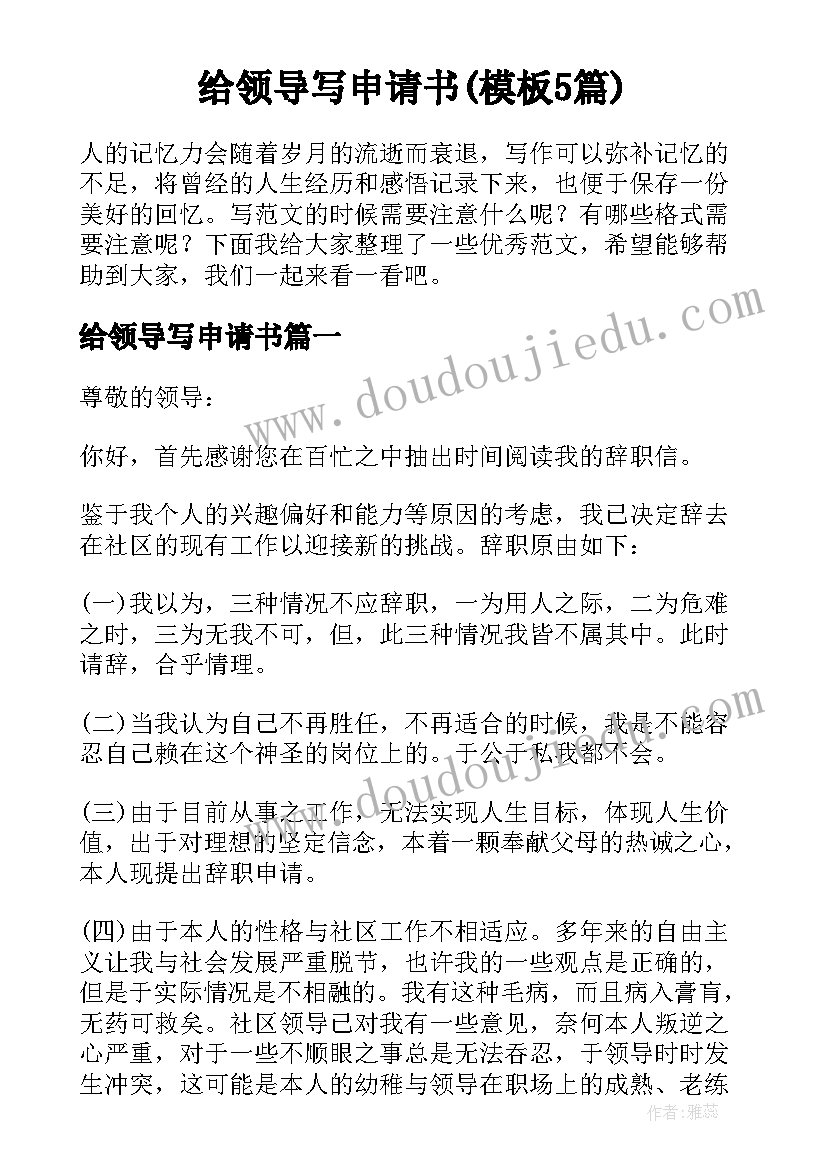 给领导写申请书(模板5篇)