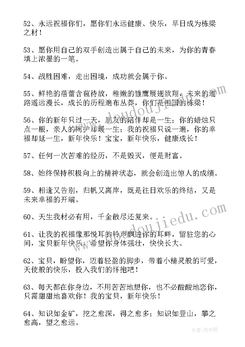 兔年儿童祝福语(模板5篇)