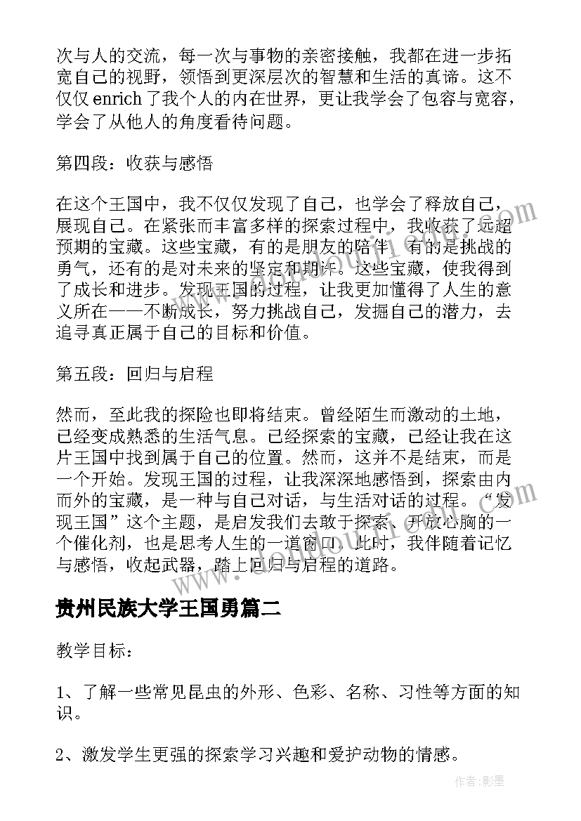 贵州民族大学王国勇 发现王国的心得体会(模板10篇)