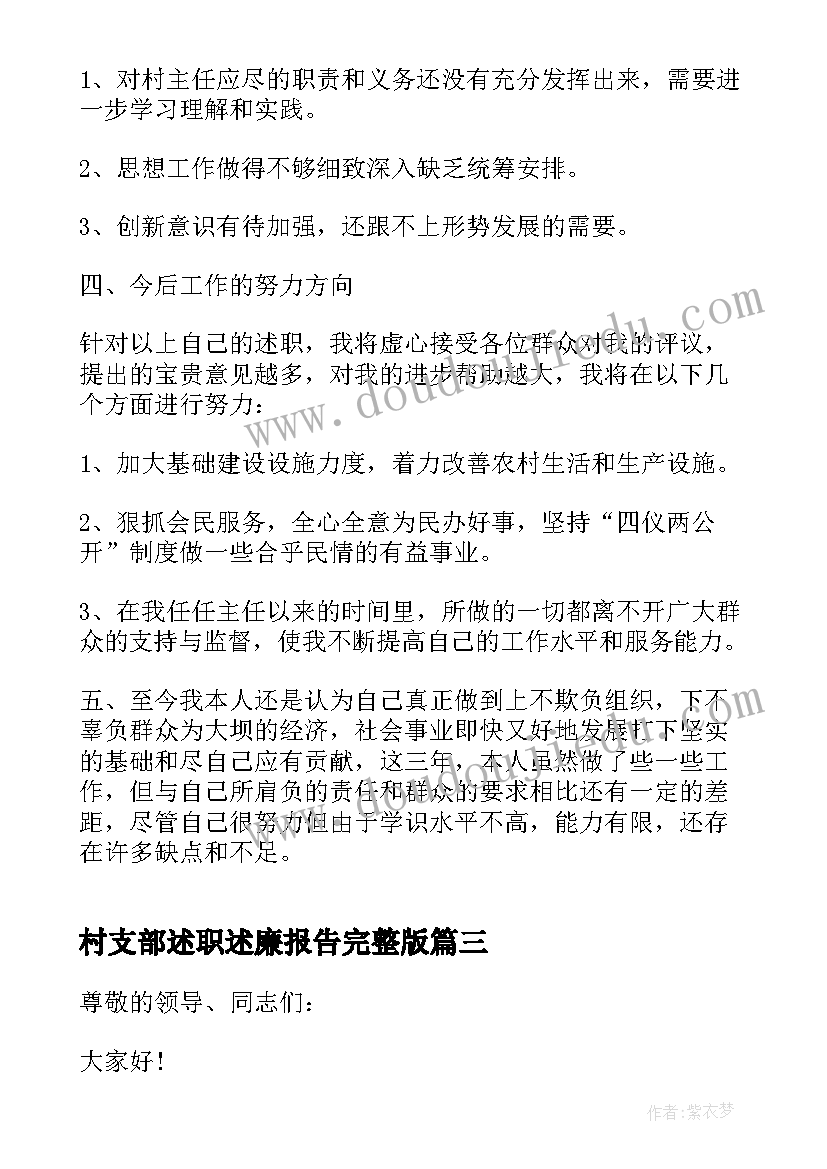 村支部述职述廉报告完整版(模板5篇)