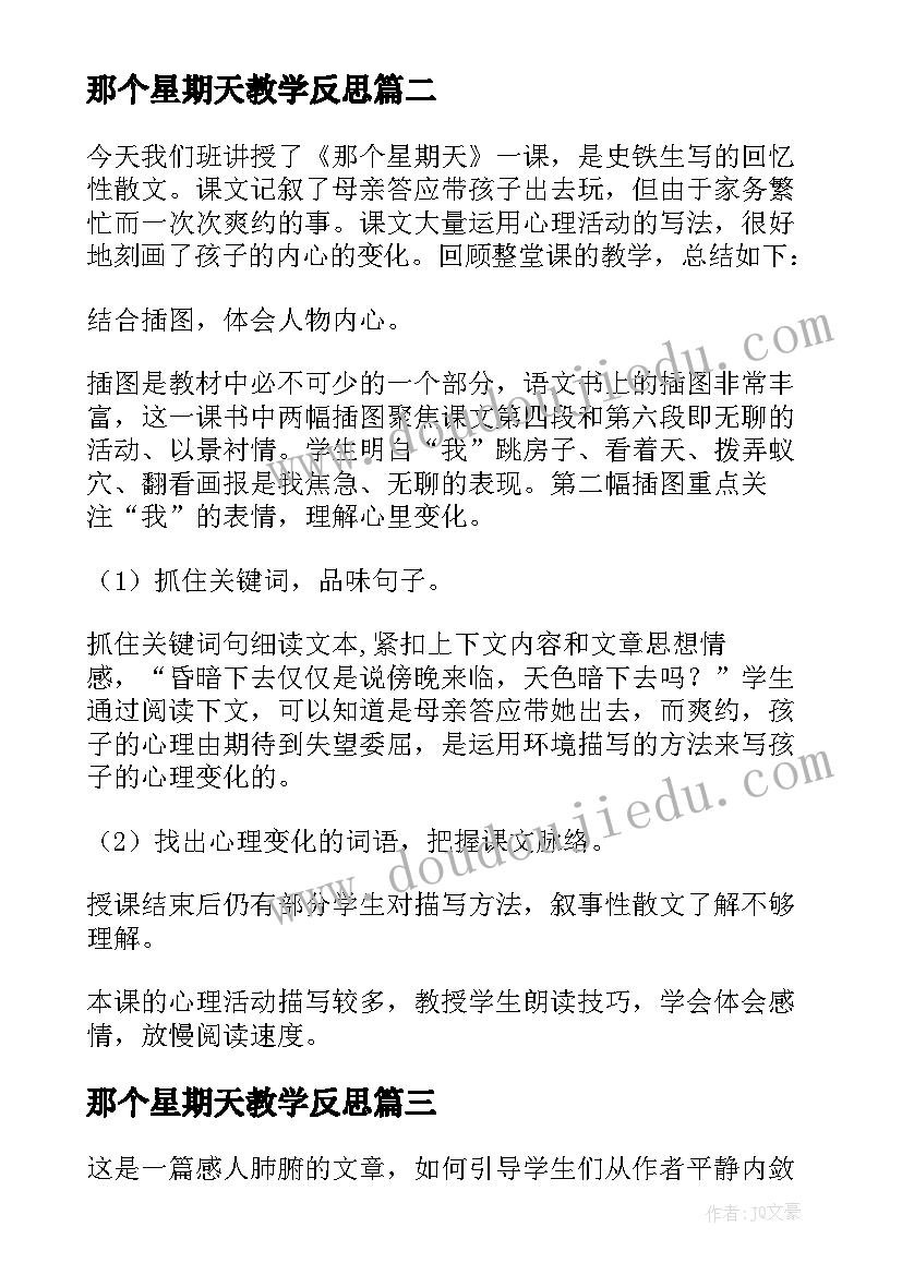 2023年那个星期天教学反思(大全5篇)