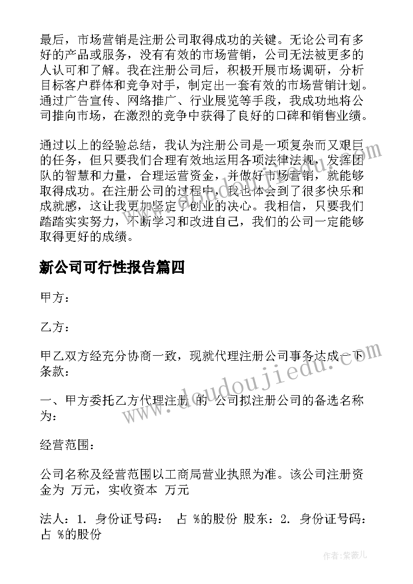 2023年新公司可行性报告 注册公司合同(模板9篇)