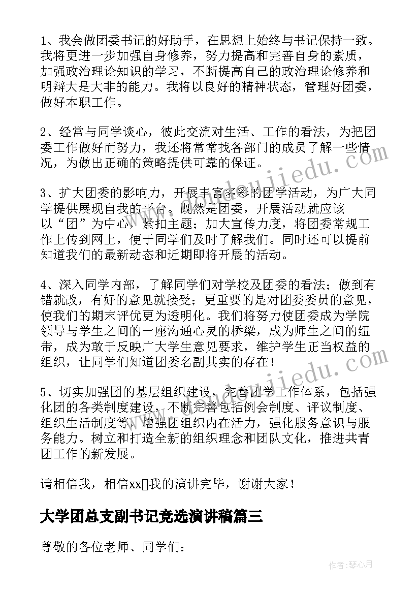 最新大学团总支副书记竞选演讲稿(精选5篇)