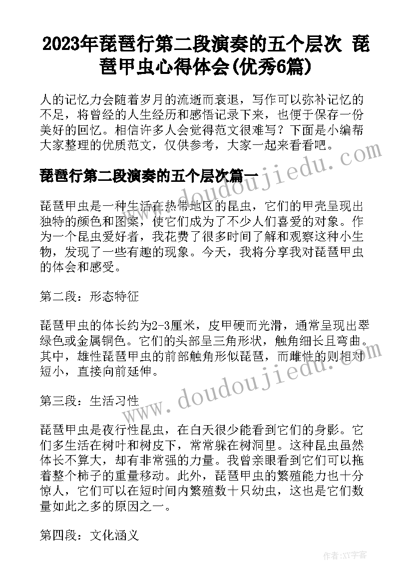 2023年琵琶行第二段演奏的五个层次 琵琶甲虫心得体会(优秀6篇)