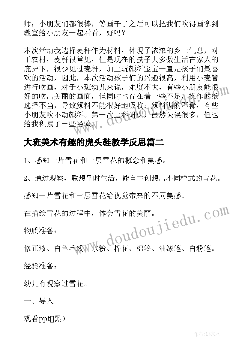 2023年大班美术有趣的虎头鞋教学反思 大班美术教案及教学反思(精选7篇)