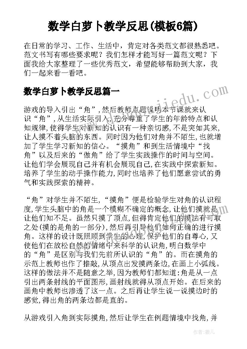 数学白萝卜教学反思(模板6篇)