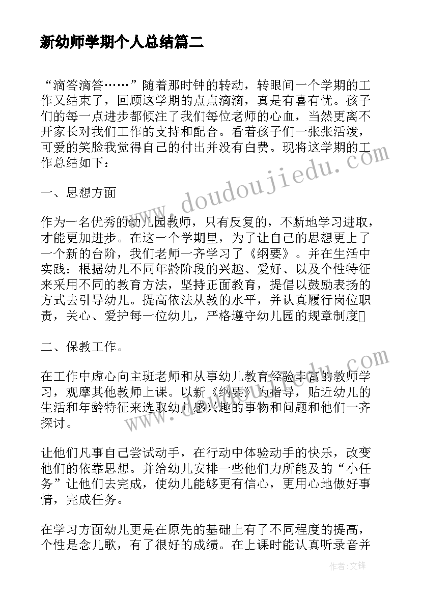 2023年新幼师学期个人总结 幼师个人年度考核总结(通用5篇)