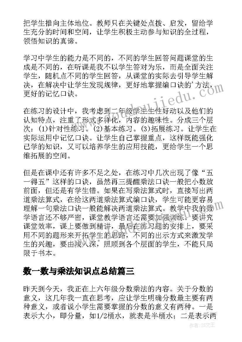 2023年数一数与乘法知识点总结 小数乘法教学反思(通用8篇)