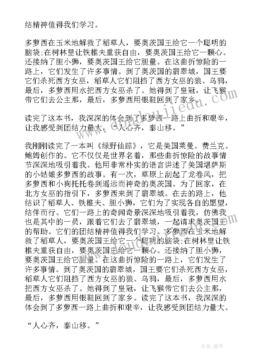 2023年绿野风景图 绿野仙踪读后感绿野仙踪读书笔记(汇总5篇)