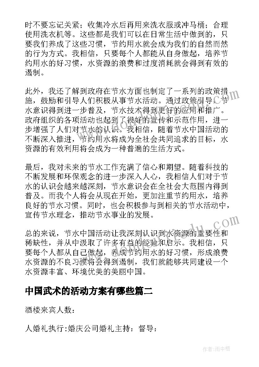 2023年中国武术的活动方案有哪些(精选9篇)