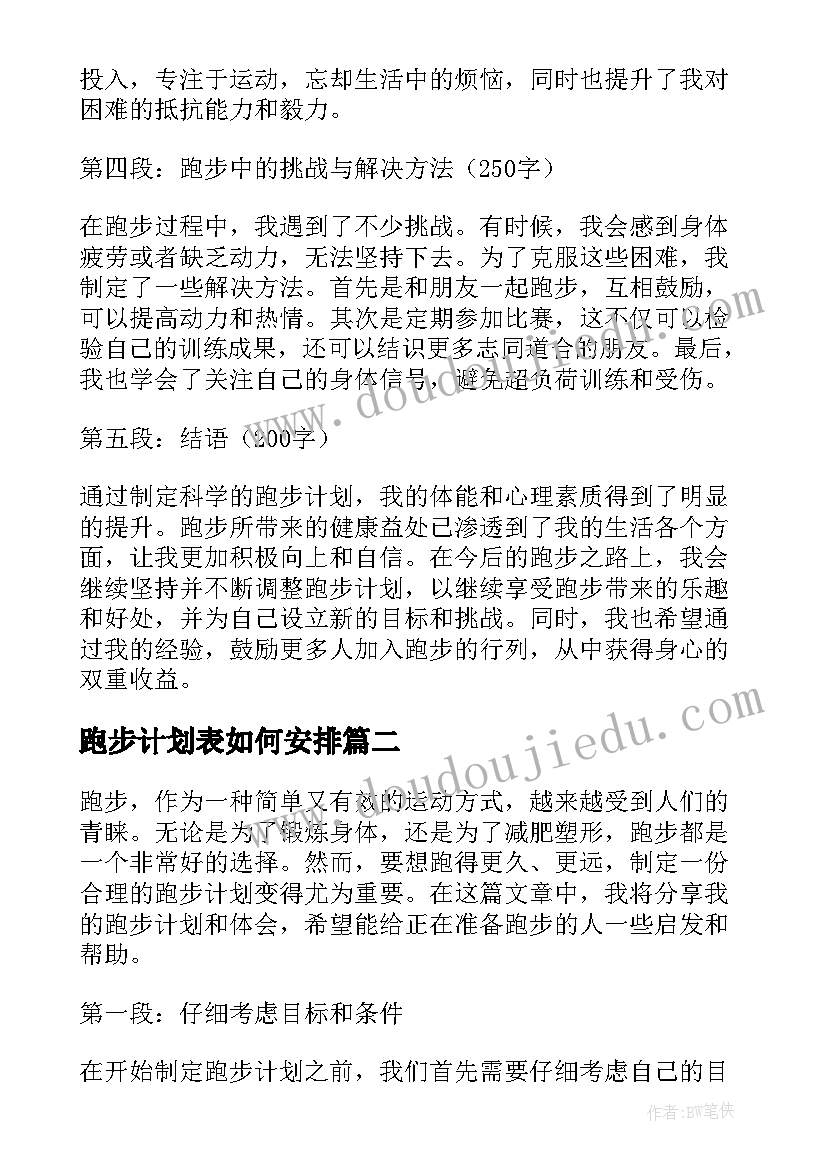 跑步计划表如何安排 跑步计划和心得体会(实用5篇)