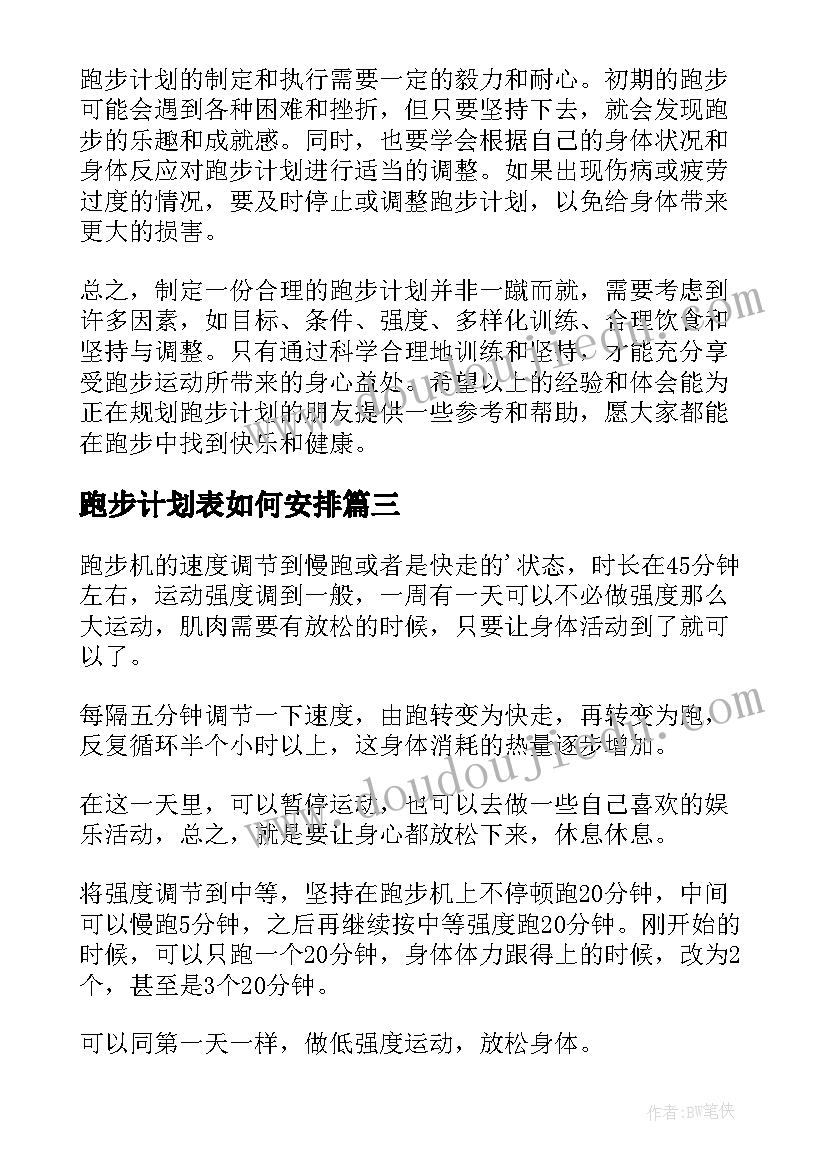 跑步计划表如何安排 跑步计划和心得体会(实用5篇)