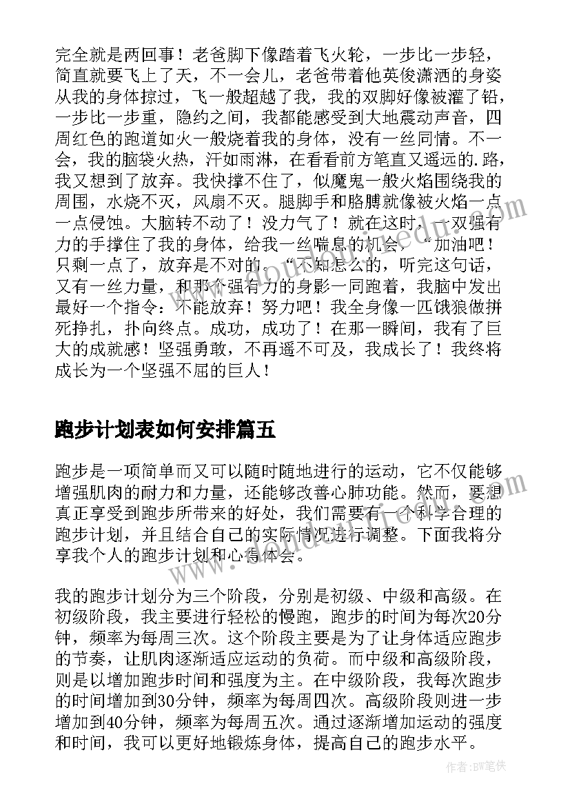 跑步计划表如何安排 跑步计划和心得体会(实用5篇)