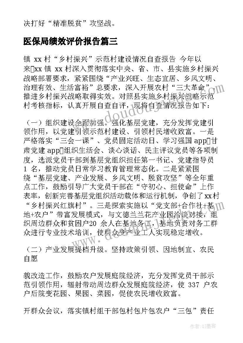 医保局绩效评价报告(通用5篇)