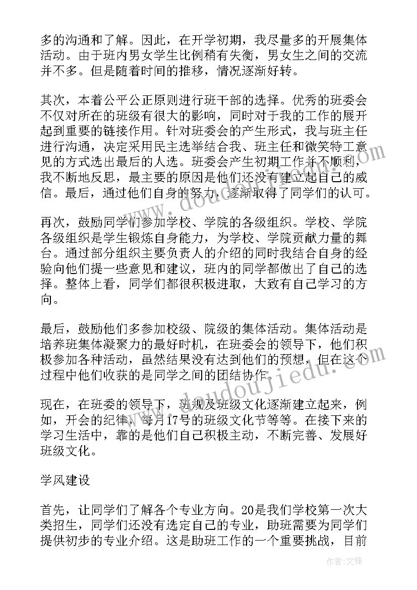 大学生助理工作总结(精选5篇)